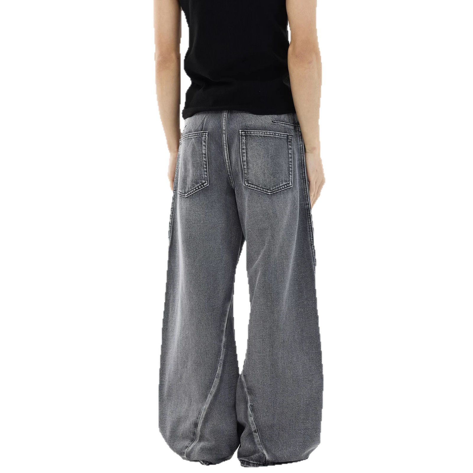 Men's Loose Straight Leg Trousers Retro Distressed Washed Curved Jeans Cool And Stylish Design_mkmklike.com