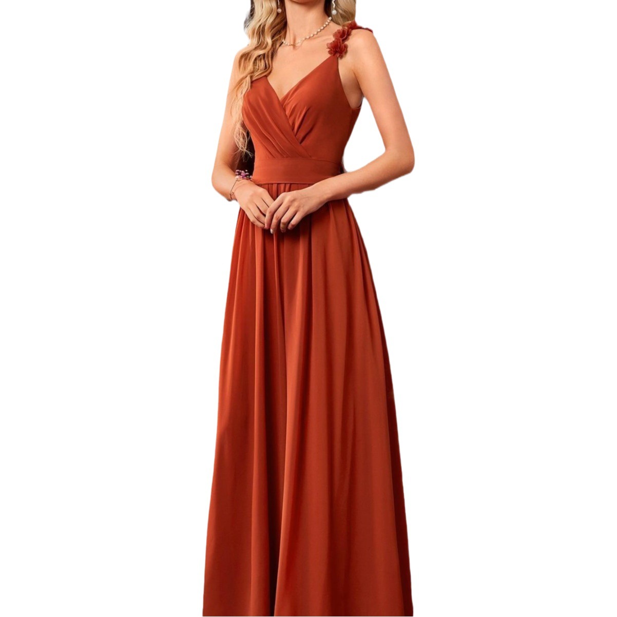 Cuello en V camisola vestido de noche de encaje plisado sin respaldo sexy elegante gran swing vestido de baile vestido de fiesta vestido de dama de honor primavera