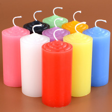 马卡龙多彩矮胖粗短款小型号圆柱黑色无味紫蜡烛活动布置家用照明