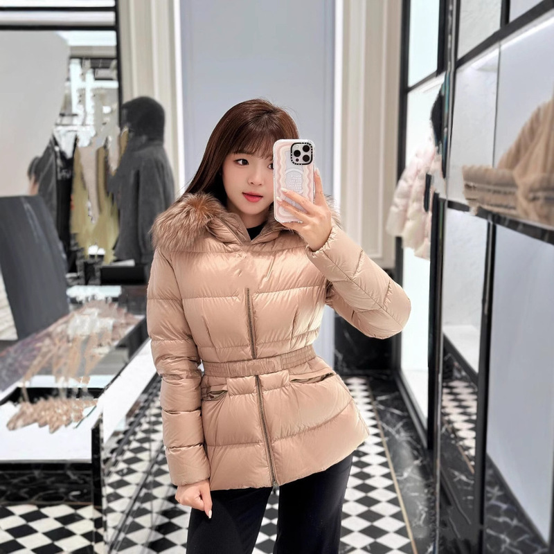 毒家现货正确版本M家24秋冬新款女士毛领收腰羽绒服外套时尚百搭|undefined
