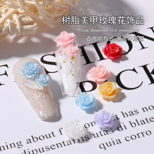 Explosive nail Camellia jewelry ice through color Aurora resin drill nail decoration magic color size three-dimensional flowers