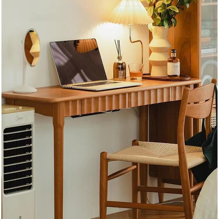 High-end Cherry Wood Desk Simple Home Office Desk Solid Wood Writing Desk Nordic Study Furniture Dressing Table