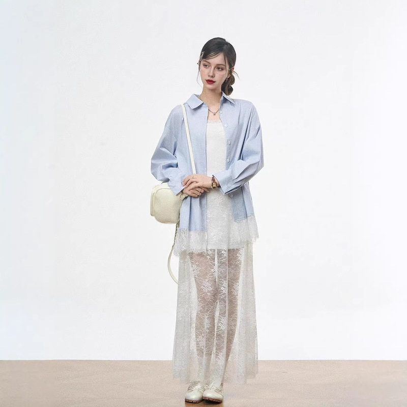 [New Product on March 20Th] Westayoone Long Loose Lace Dress/Lace Patchwork Shirt