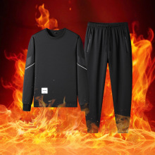 高品质男士圆领卫衣秋冬运动休闲时尚长袖两件套加绒加厚保暖套装