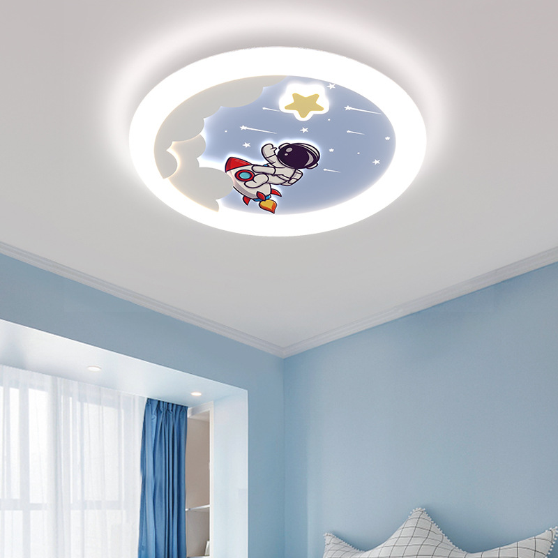 Lámpara de techo de habitación para niños, espectro completo, protección ocular led, dibujos animados minimalista moderno, astronauta, niña, lámpara de dormitorio