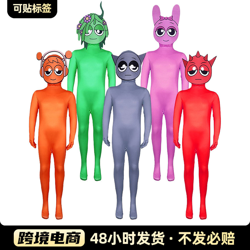 Cross-Border Rhythm Box Game Orange Jumpsuit Sprunki Incredibox Halloween Performance Costume