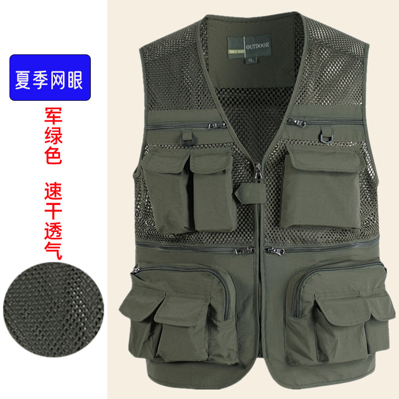 Chaleco fino de verano de gran tamaño transfronterizo de secado rápido al aire libre multibolsillos fotógrafo reportero pesca ocio chaleco herramientas nuevo