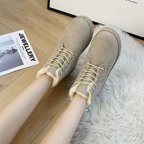 Cotton shoes with fleece lining and thickened design, women's winter new style warm casual cross-border cotton boots, short-cuff women's shoes.