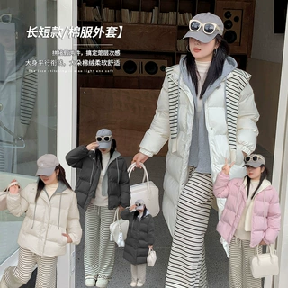胖mm拼接连帽长短款棉服女冬季新款闺蜜装显瘦保暖外套341772