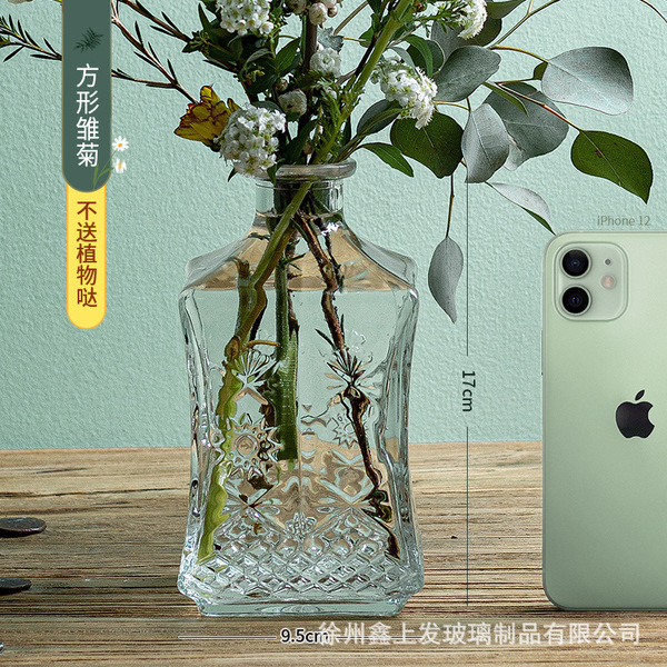 Madrid's French retro glass vase transparent small -caliber flower…