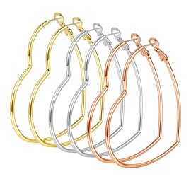 新款百搭金属时尚爱心耳环女高级感个性气质百搭夸张桃心耳饰批发