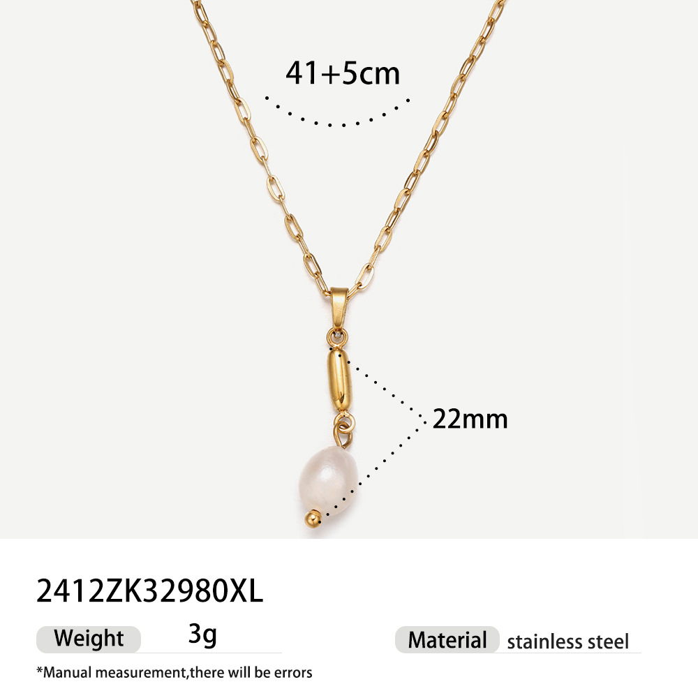 TENA collar de acero inoxidable de perlas verdaderas simplista de alto nivel nicho de diseño de acero de titanio collar de collar para mujeres image 56