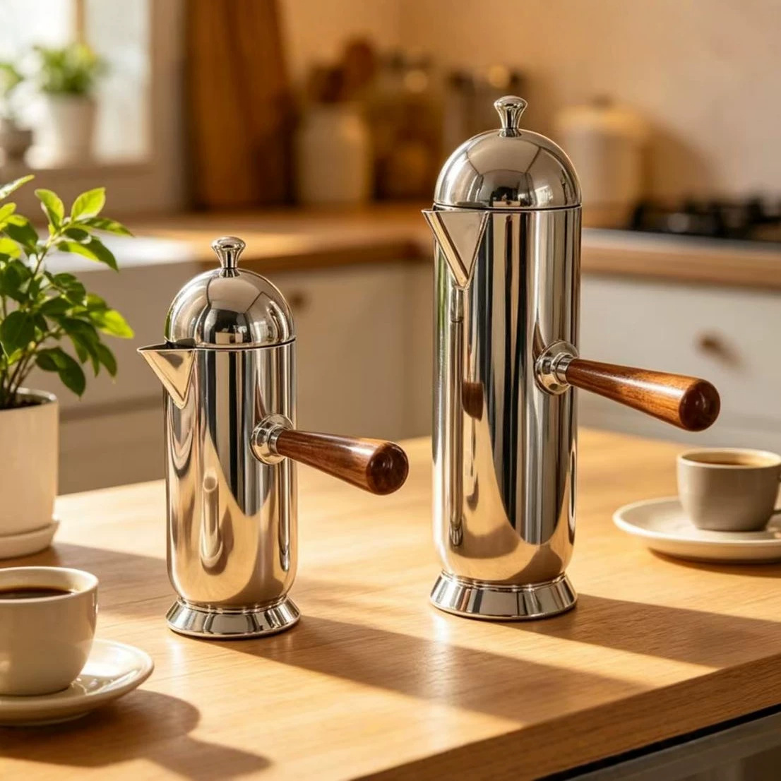Creative Stainless Steel French Press Pot, Kitchen Decor, Craft Coffee Pot, Household Filter Press Pot, New Model Teapot
