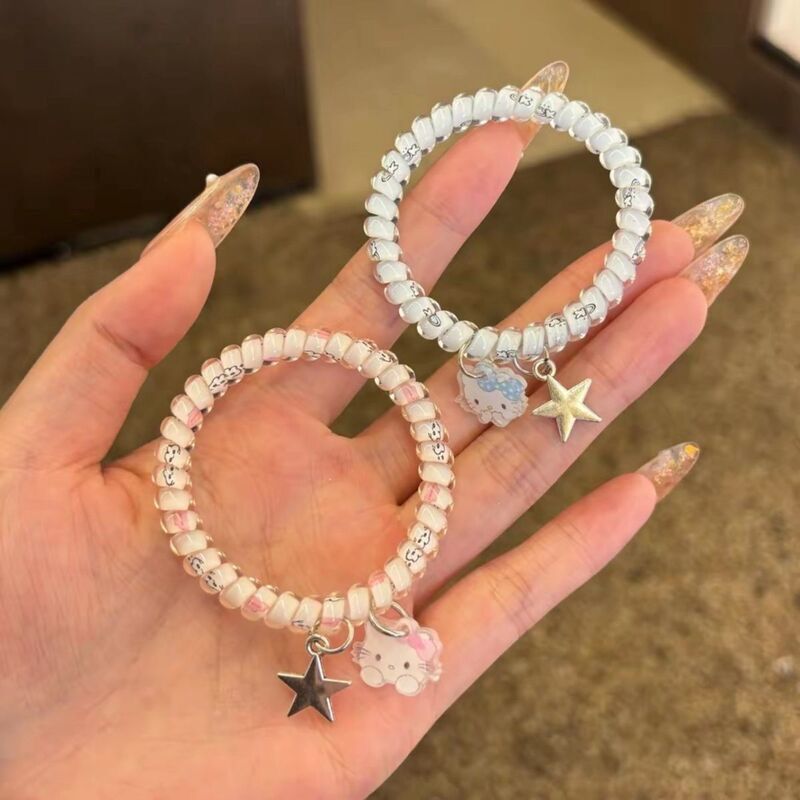 Acrylic Cat Pendant Star Phone Cord Hair Tie Japanese Style Sweet Girl Ponytail Hair Rope Hair Accessories Wholesale New Style Acrylic Cat Pendant Star Phone Cord Hair Tie Japanese Style Sweet Girl Ponytail Hair Rope Hair Accessories Wholesale New Style