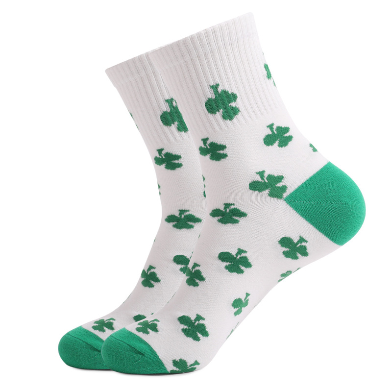 Amazon wish Export Green Casual Clover Stripesd Printed Thick Cotton St. Patrick Holiday Mid-calf Socks Amazon wish Export Green Casual Clover Stripesd Printed Thick Cotton St. Patrick Holiday Mid-calf Socks