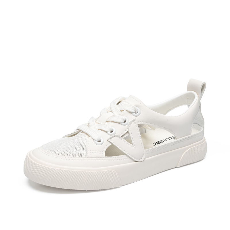 Giày sneaker nữ ZHR cổ thấp dáng thể thao, chất liệu lưới thoáng khí, đế nhẹ, phong cách mùa hè — CS73E màu be