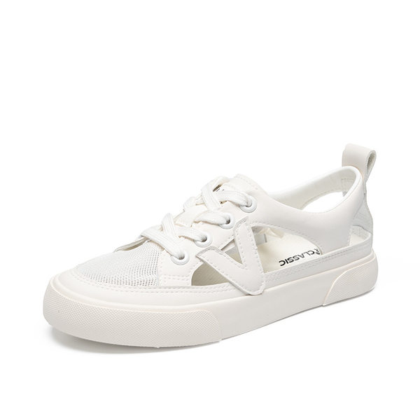 Giày sneaker nữ ZHR cổ thấp dáng thể thao, chất liệu lưới thoáng khí, đế nhẹ, phong cách mùa hè — CS73E màu be