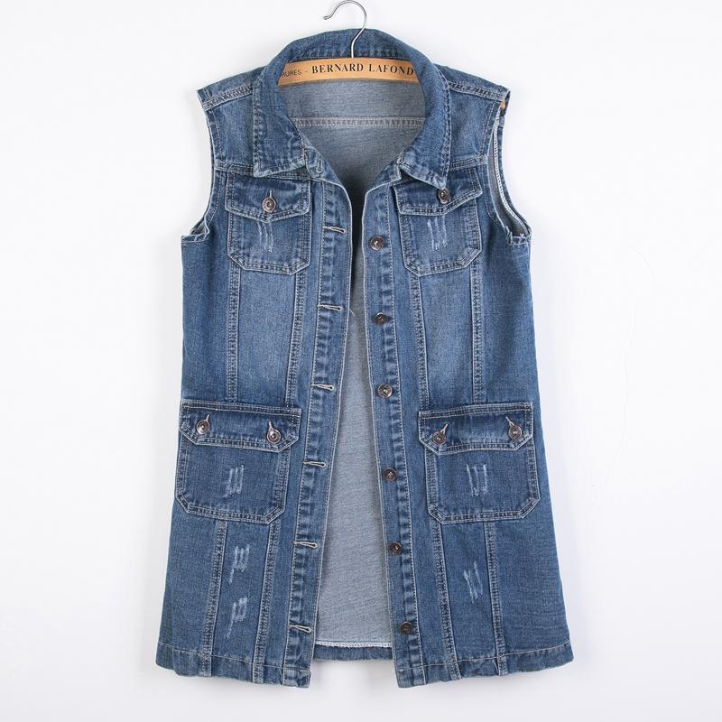 2023 New Spring and Autumn Women's Denim Vest Mid-length Summer Vest Top Spring and Autumn Wear Women's Short Coat