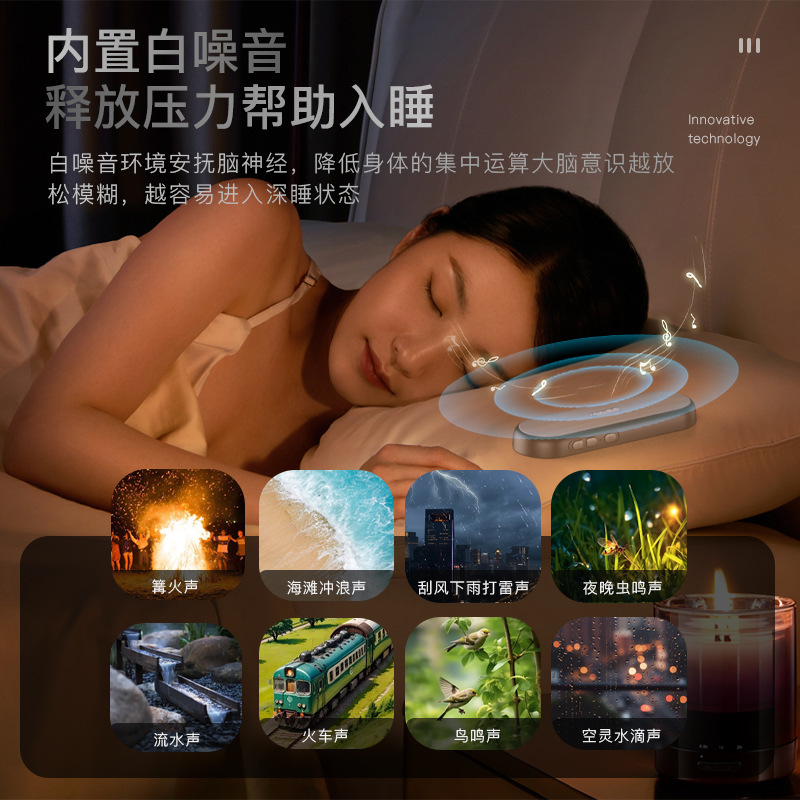 新型クロスボーダー睡眠用ヘッドホン、枕下スピーカー、ワイヤレスミニBluetoothホワイトノイズ、薄型横向き寝スピーカー、睡眠補助器具|undefined