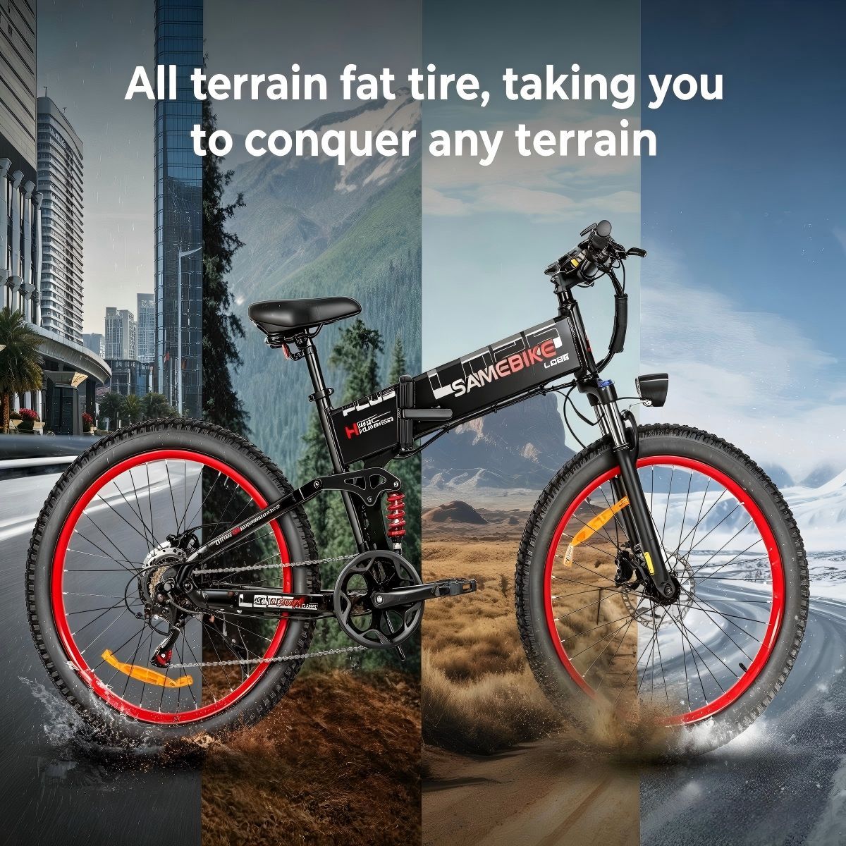 In-stock at US warehouse, 26-inch foldable fat tire electric bike, cross-border dropshipping, peak power 1500W