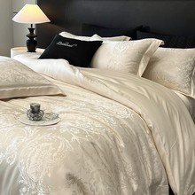 轻奢莱赛尔莫代尔床单四件套高端提花莱赛尔棉被套新款床上用品灰