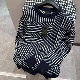 1.1正确版MIU2024秋冬BLCG新F家大LOGO提花TB圆领羊毛毛衣男女款