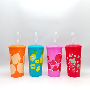 Cross-border wholesale plastic cup environmental protection PP fruit pattern water cup reusable beverage cup sample custom logo