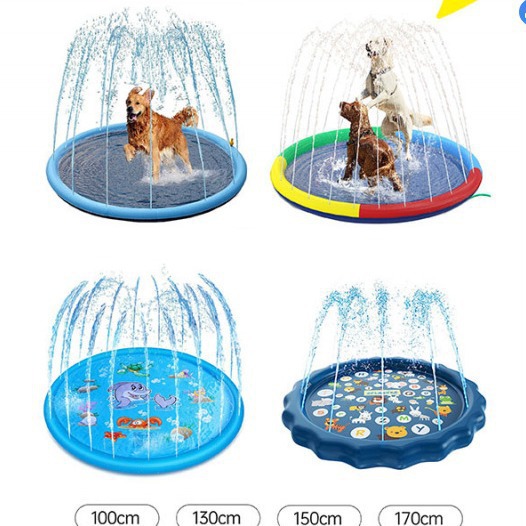 现货PVC喷水垫儿童戏水玩具充气喷水池宠物户外草坪洒水1.7米