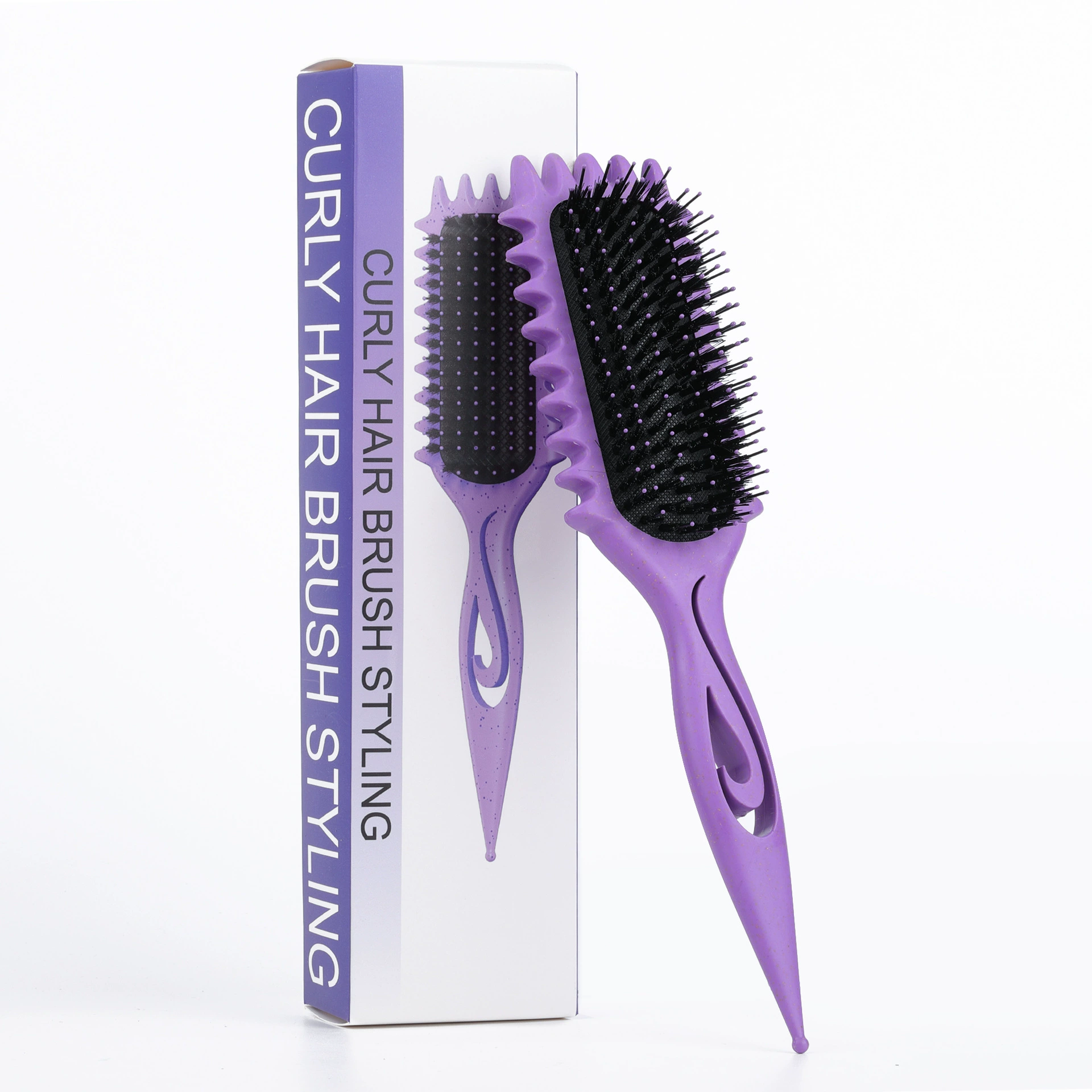 Massage Bounce Curl Comb, Wheat Straw Paddle Brush, Detangling & Styling, Multi-color