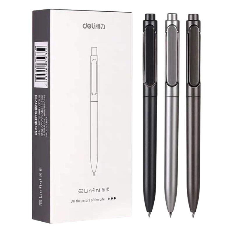 Deli A12 presiona el bolígrafo de góner deslizante Zhenshun, bolígrafo de góner de metal bala de 0,5mm, para estudiantes de oficina