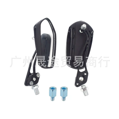 Cross-border motorcycle modified rearview mirror electric car mini decorative mirror ghost fire universal mirror smart grid modification (Motorcycle rearview mirror) - 10mm-orthodontic-with-10-8-screws-black
