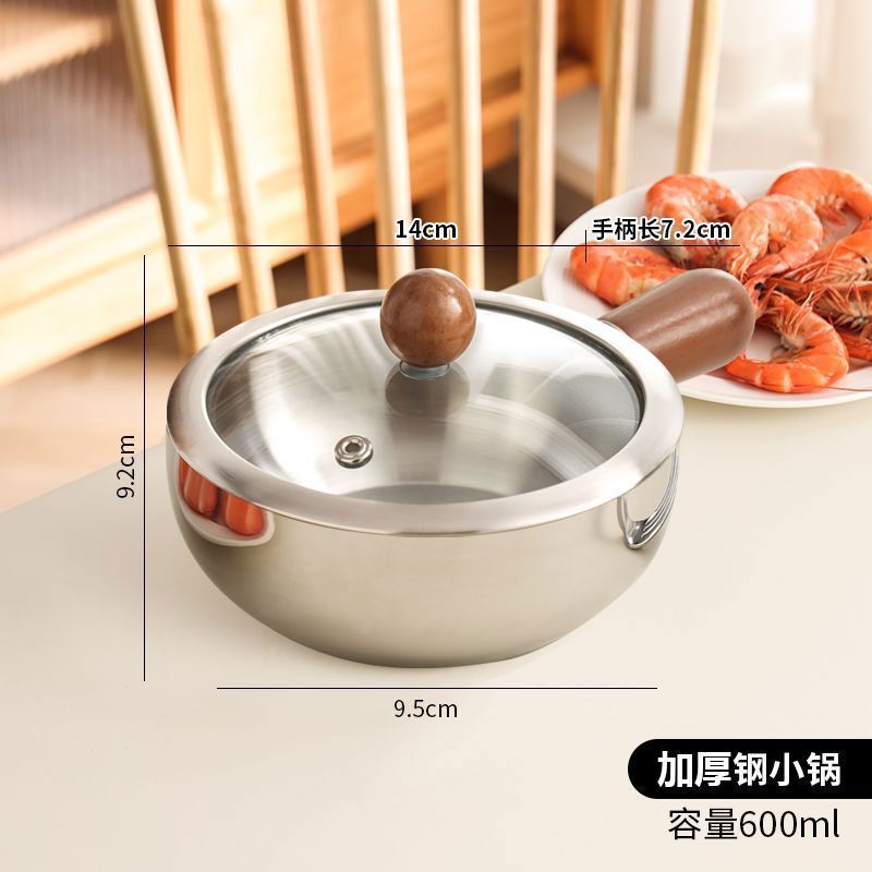 厚みのあるステンレスハンドルインスタントラーメンボウル、加熱可能な個人用ボウル、学生寮ビビンバラーメン蓋付きインスタントラーメンポット|undefined