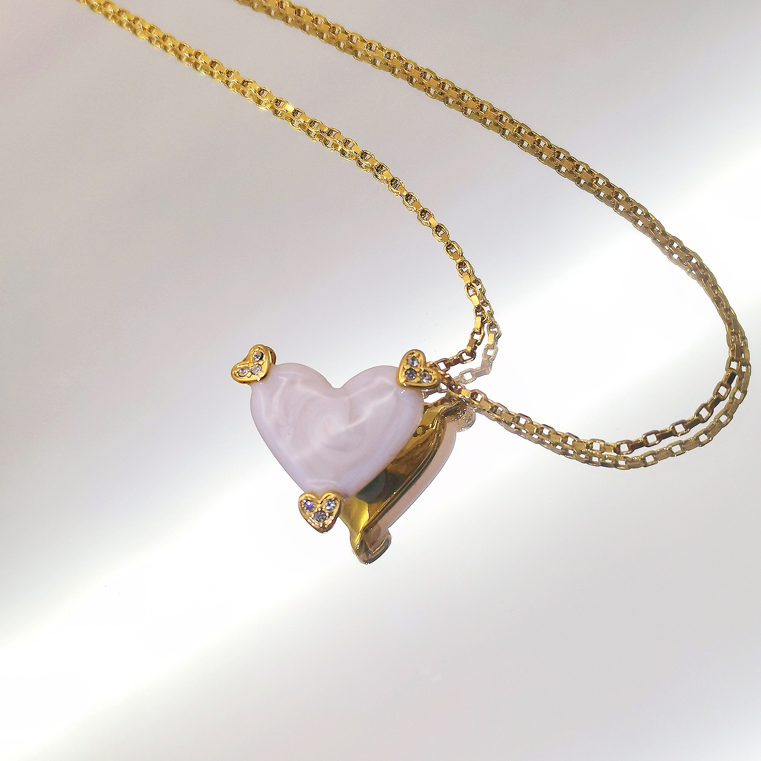 Elegant Heart Shape Copper Plating Inlay Zircon Pendant Necklace 1 Piece