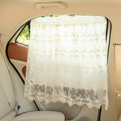 New Embroidered Summer Car Sunshade Car curtains - lace-knitting-fresh-b-double-double-open