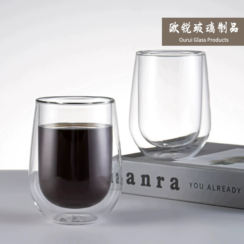 Taza de té de oficina en stock suministro de jugo de doble capa taza de leche taza de café taza de vidrio transparente de doble capa taza