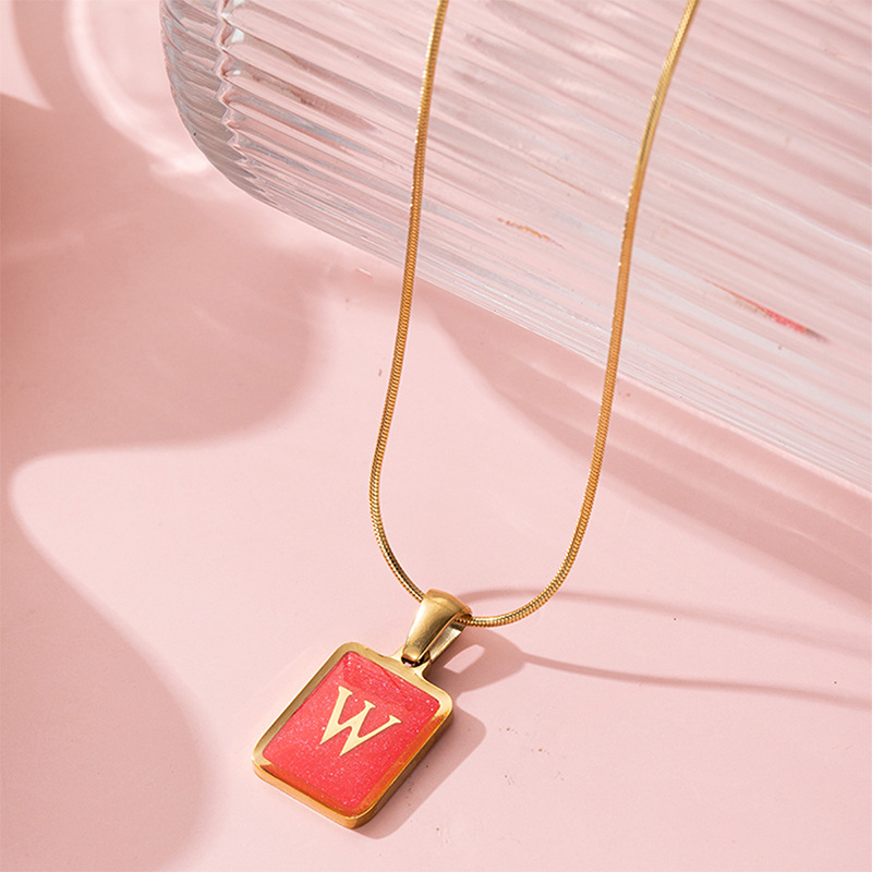 304 Stainless Steel Basic Modern Style Classic Style Enamel Geometric Letter Pendant Necklace display picture 26