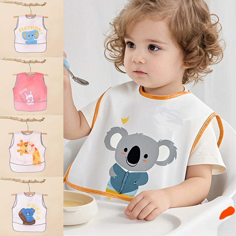 Baby Eating Bib Summer Oil-Proof Waterproof Anti-Dirt Infant Feeding Smock Children's Sleeveless Bib Apron