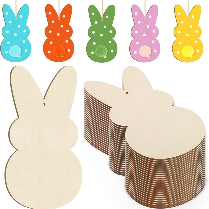 Cross-Border Wooden Easter Ornaments DIY Rabbit Pendants Party Decoration Background Venue Layout Original Design Style