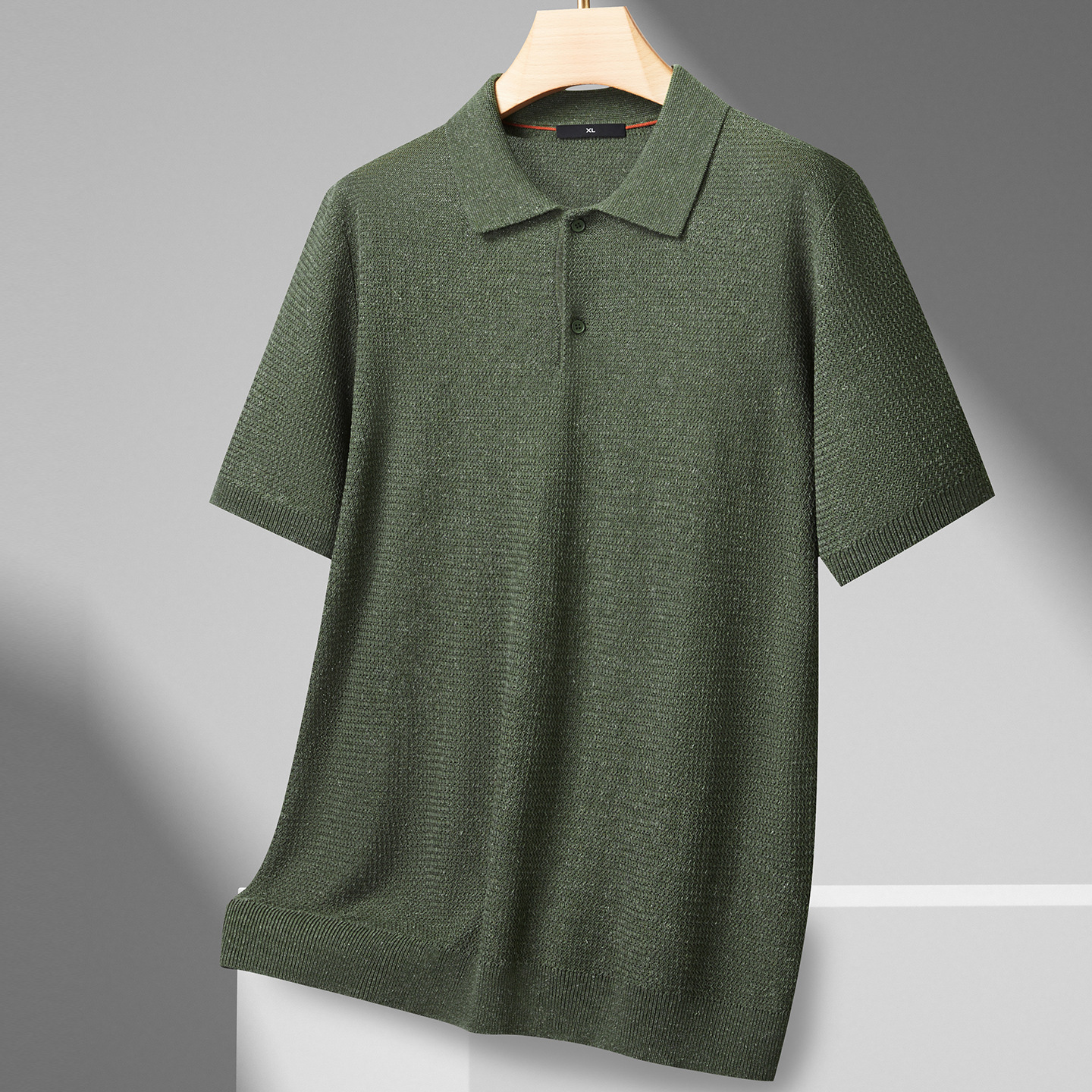 Kişi üçün yay polo köynəyi, tencel kətan, böyük ölçülər