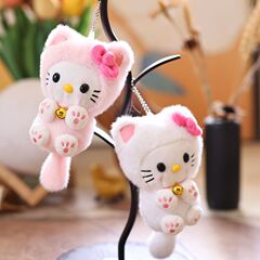 可爱萌铃铛kt猫小挂件毛绒玩具公仔小猫咪包包挂饰钥匙扣娃娃玩偶