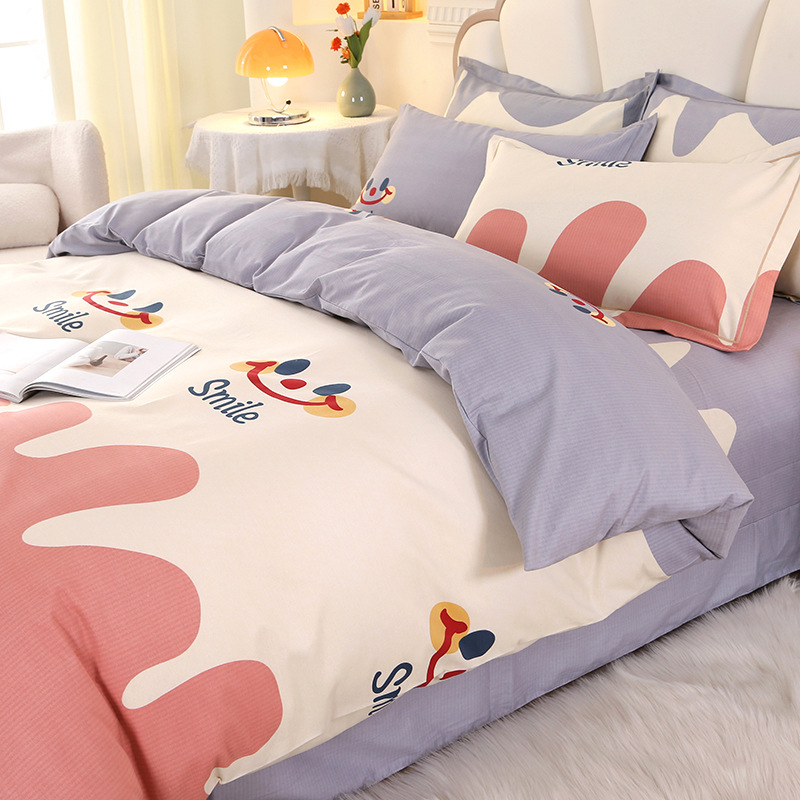 Algodón grueso molido cuatro piezas de sábanas cubiertas de ropa de cama de grado madre y bebé cuatro temporadas de tres piezas de algodón