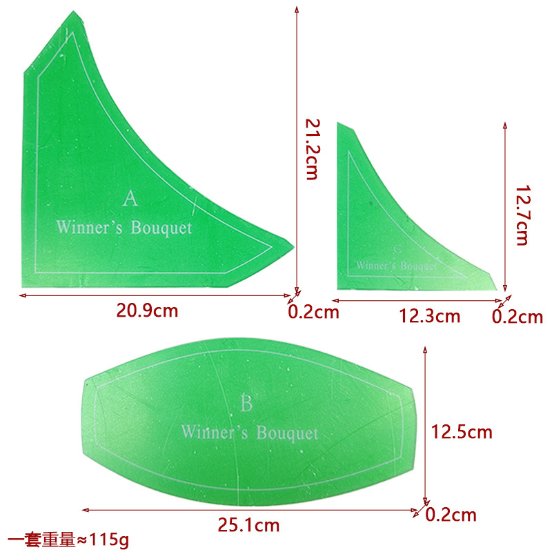 Regla de diseño de ropa Regla de mosaico de costura de forma especial de acrílico 90 ° Tela de corte Colección de plantillas de mosaico de doble regla
