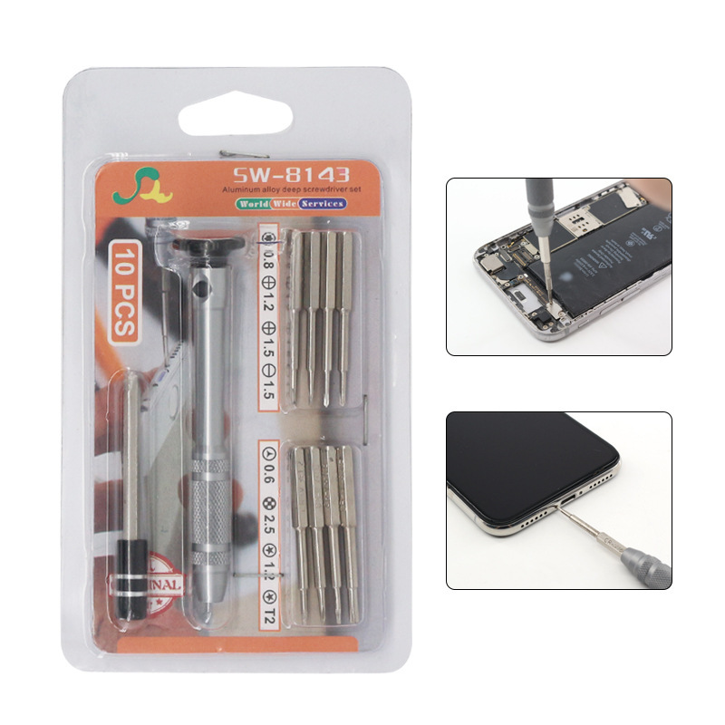 iPhone Mobile Phone Repair Tool Computer Combination Screwdriver Set Crv Bit 10-Piece Set Disassembly Screwdriver