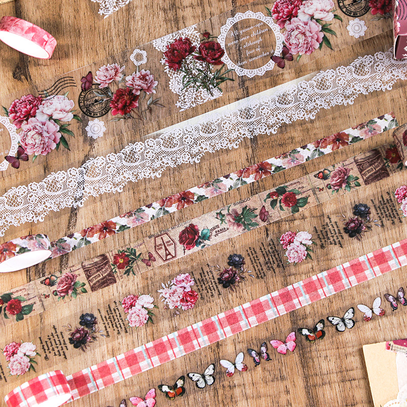 Explosiones transfronterizas de 12 rollos retro y papel conjunto de cinta adhesiva decoración DIY pegatinas de cuentas de mano decoración pegatinas de material de base