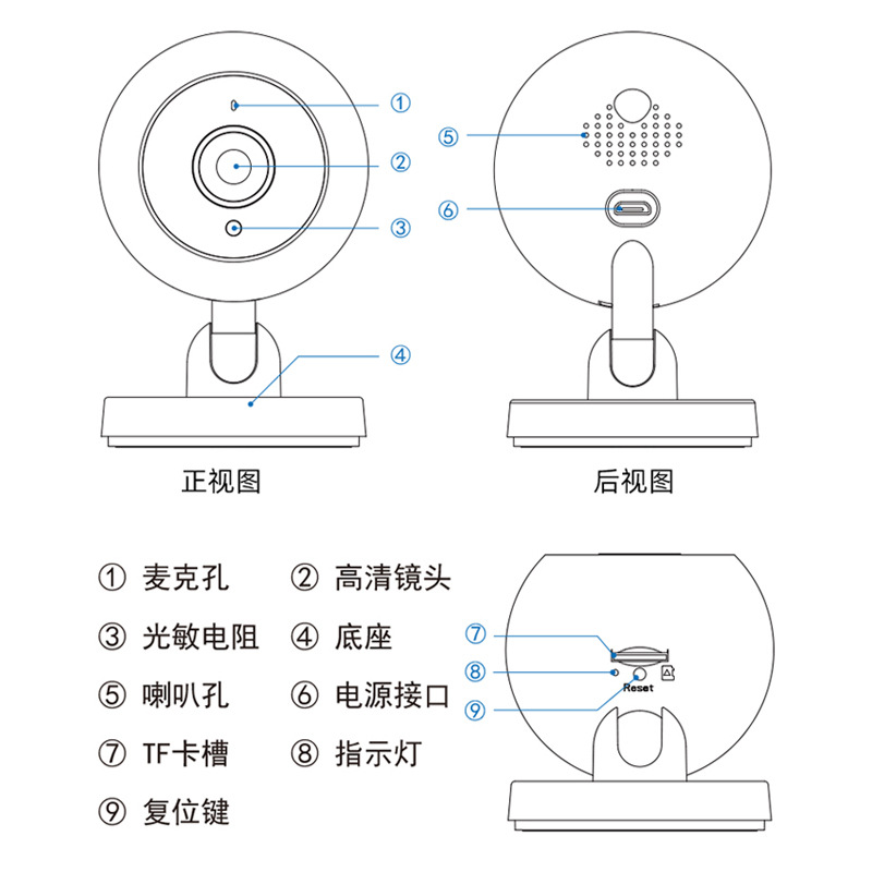 A2 Cámara de seguridad para el hogar cámara de vigilancia del bebé HD visión nocturna WiFi remoto inteligente 1080p Cámara