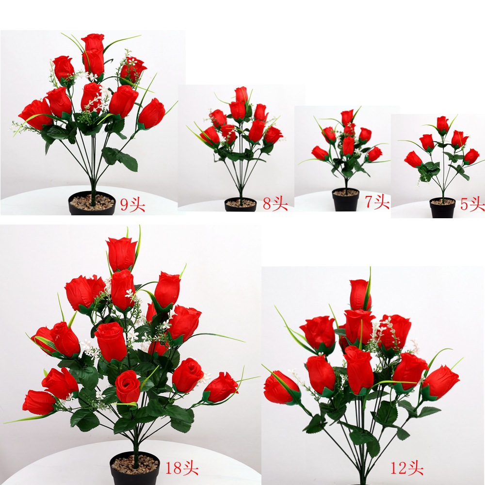 Ramo de capullos de rosa artificial, decoración floral para el hogar