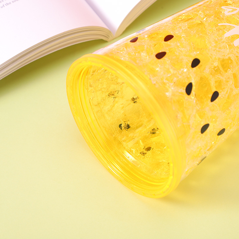 Personalidad creativa moda hielo trituración taza mujer estudiante verano beber taza Linda taza de plástico fresco paja taza de agua