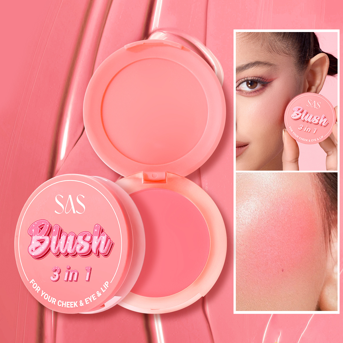 USHAS European and American Cross-border spot rubor en polvo ligero, delicado y duradero, impermeable, mejora la tez natural SAC002