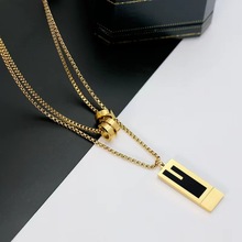 欧美大牌黑贝母项链双层毛衣链时尚设计钛钢不掉色饰品女百搭配饰