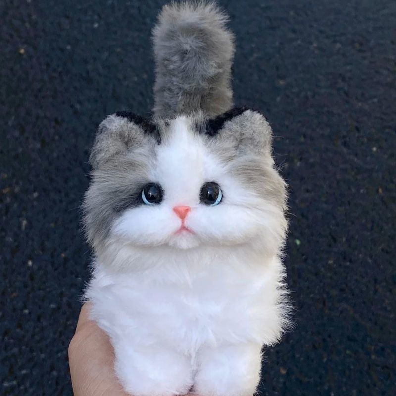 新款兔毛扭扭棒小猫创意手工DIY材料桌面摆件布偶猫送女友礼物|undefined